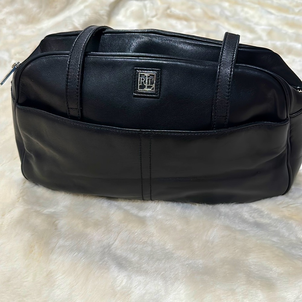 Lauren Ralph Lauren Black Soft Leather Hand Bag